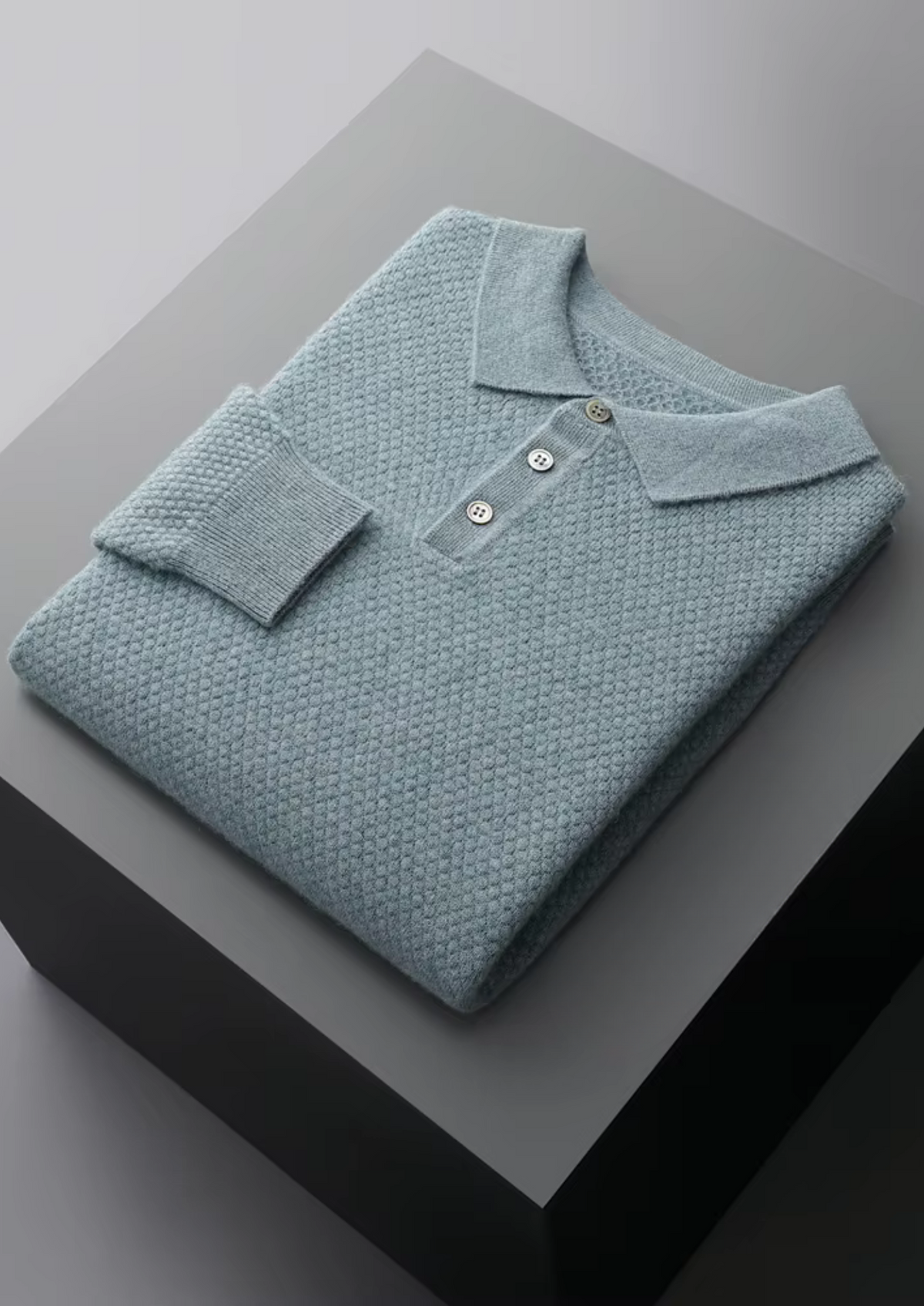 Premium Cashmere Textured Sweater Polo | Portovelli
