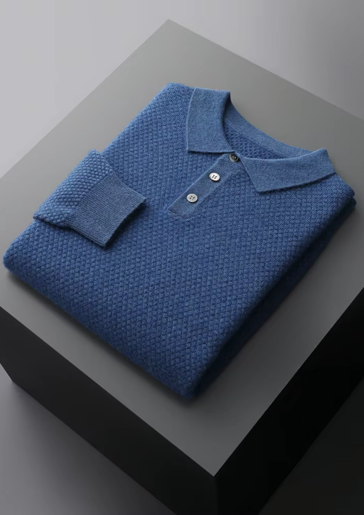 Premium Cashmere Textured Sweater Polo | Portovelli