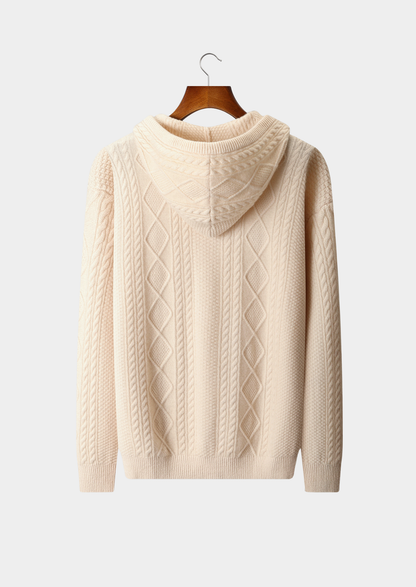 Pure Extra-Fine Merino Wool Wintertime Zipper Hoodie | Portovelli