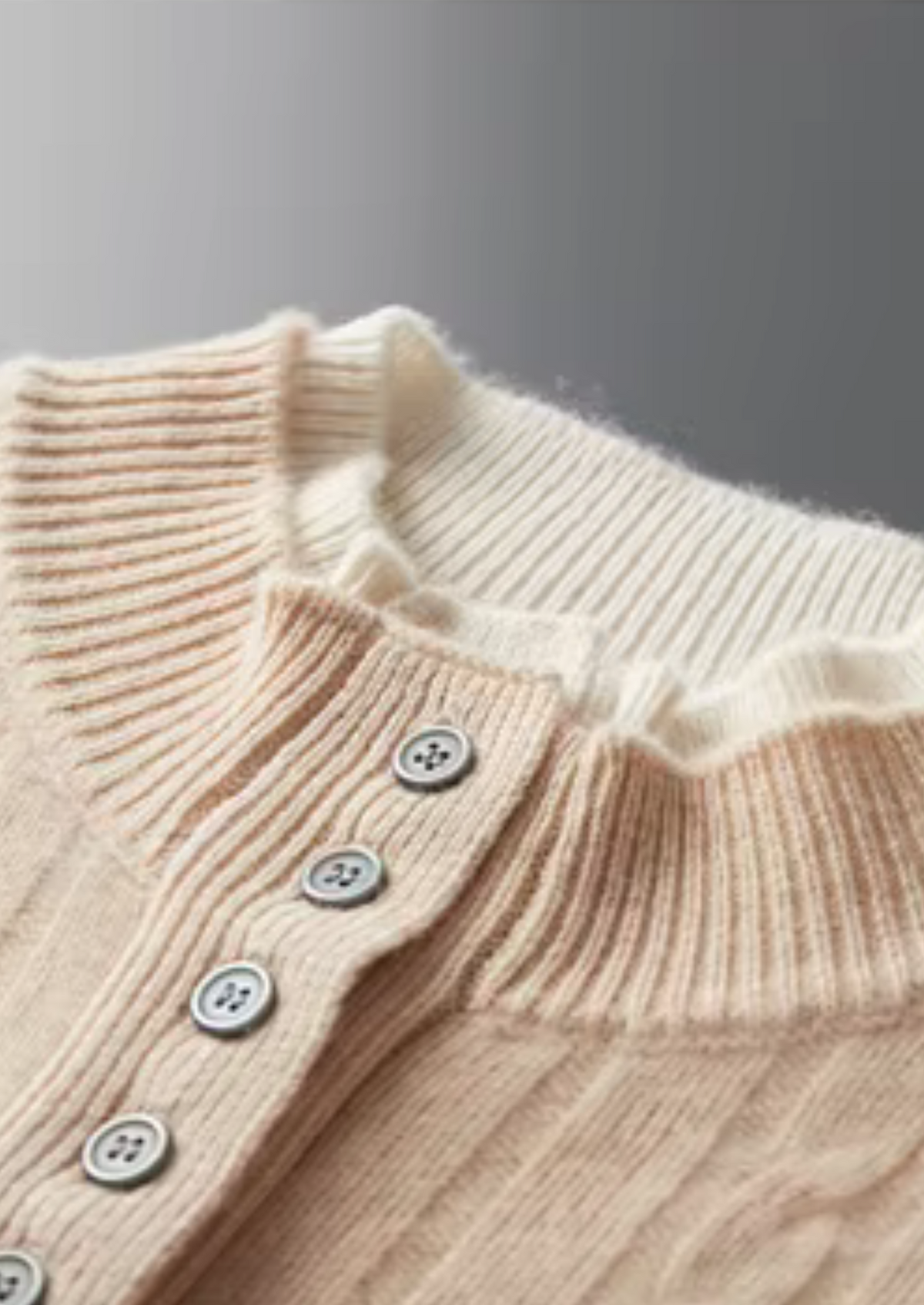 Pure Extra-Fine Merino Wool Cable Knit Henley Sweater | Portovelli