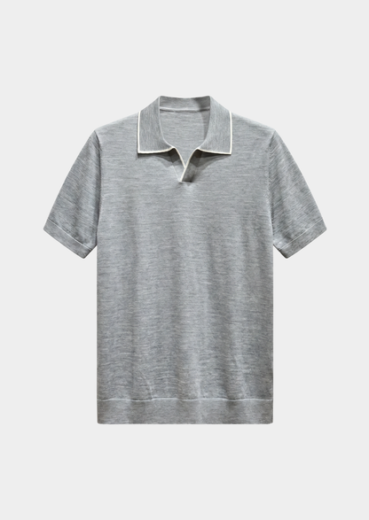 Ellis Light Gray Lightweight Polo Shirt | Portovelli