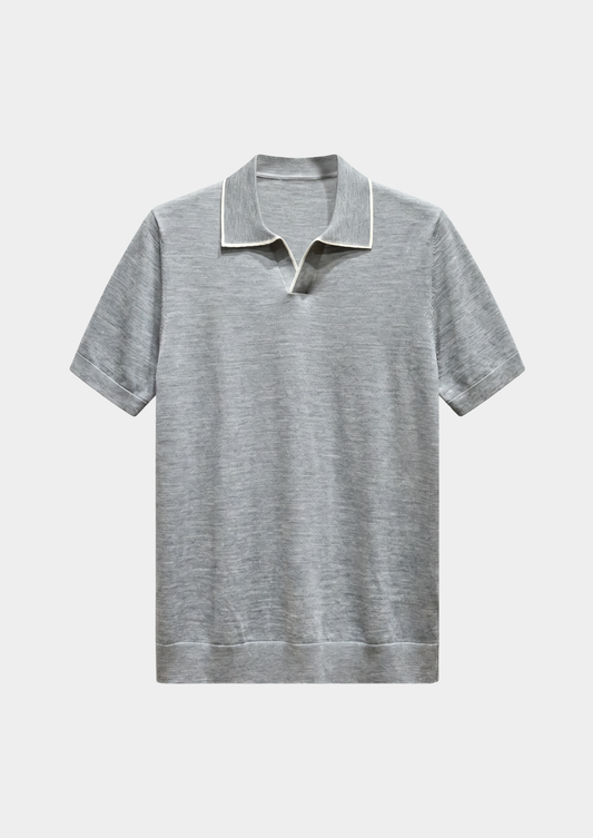 Ellis Light Gray Lightweight Polo Shirt | Portovelli
