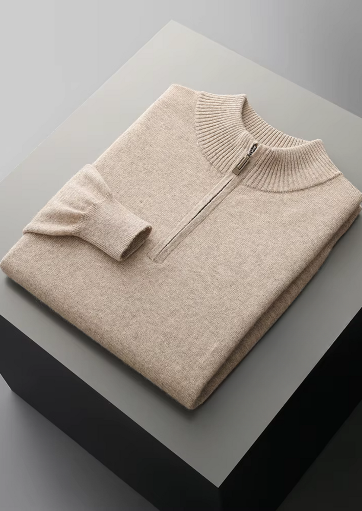 Pure Extra-Fine Merino Wool Half Zip Sweater | Portovelli