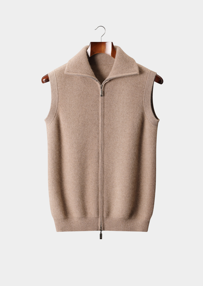 Pure Cashmere Beige Body Warmer Vest | Portovelli