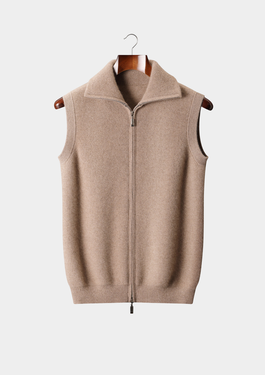 Pure Cashmere Beige Body Warmer Vest | Portovelli
