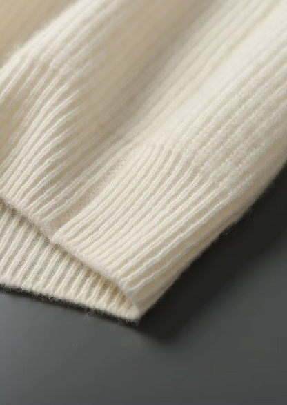Premium Cashmere Ribbed V-Neck Sweater | Portovelli