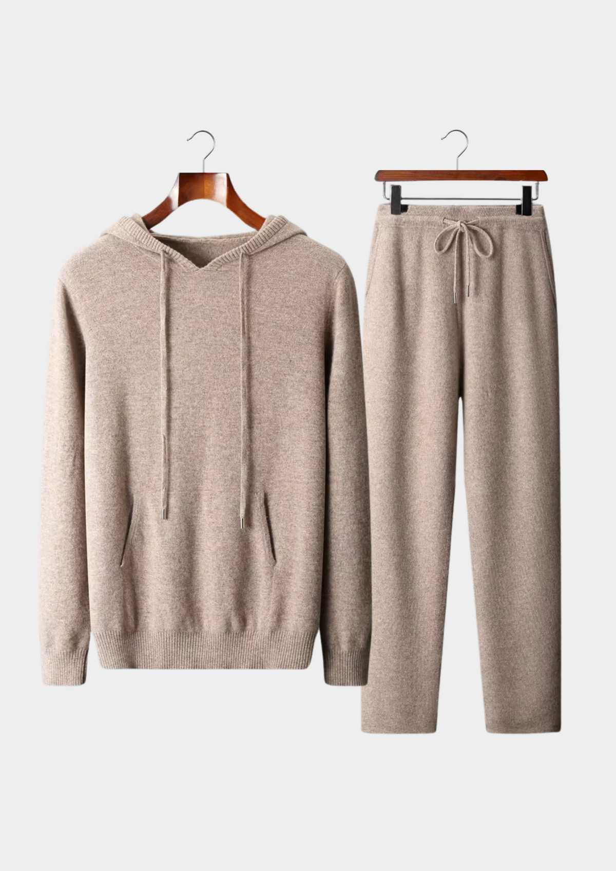 Pure Extra-Fine Merino Wool Beige Savro Set | Portovelli
