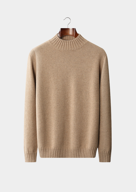 Pure Cashmere Beige Mockneck Sweater | Portovelli