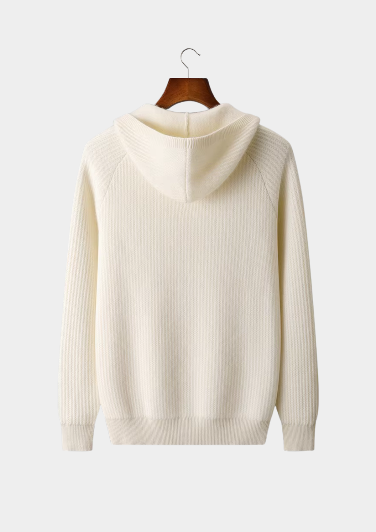 Pure Extra-Fine Merino Wool Ribbed Zipper Hoodie | Portovelli