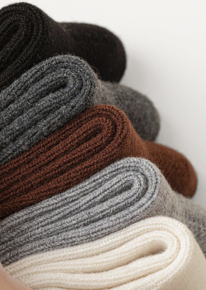 Coffee Ultra-Soft Ribbed Merino Wool Socks | Portovelli