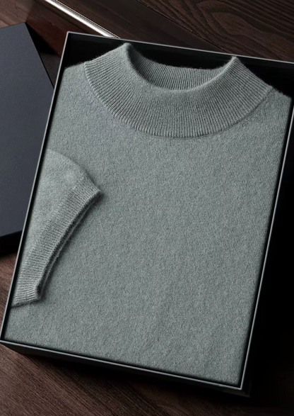 Premium Cashmere Mock Neck T-Shirt