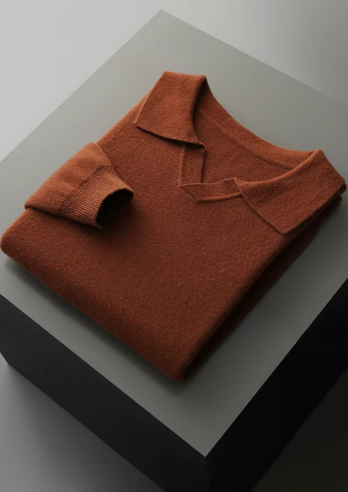 Pure Extra-Fine Merino Wool Ribbed Buttonless Polo | Portovelli