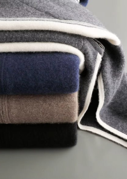 Pure Extra-Fine Merino Wool Black Damien Set | Portovelli