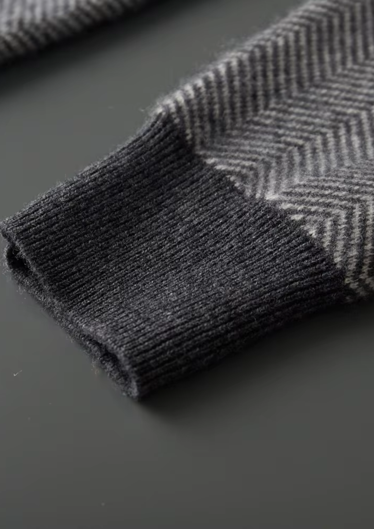 Pure Extra-Fine Merino Wool Gray Herringbone Set | Portovelli