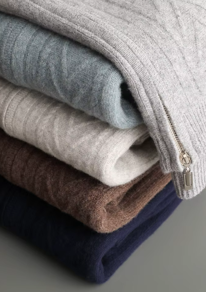 Pure Extra-Fine Merino Wool Patterned Zip Cardigan