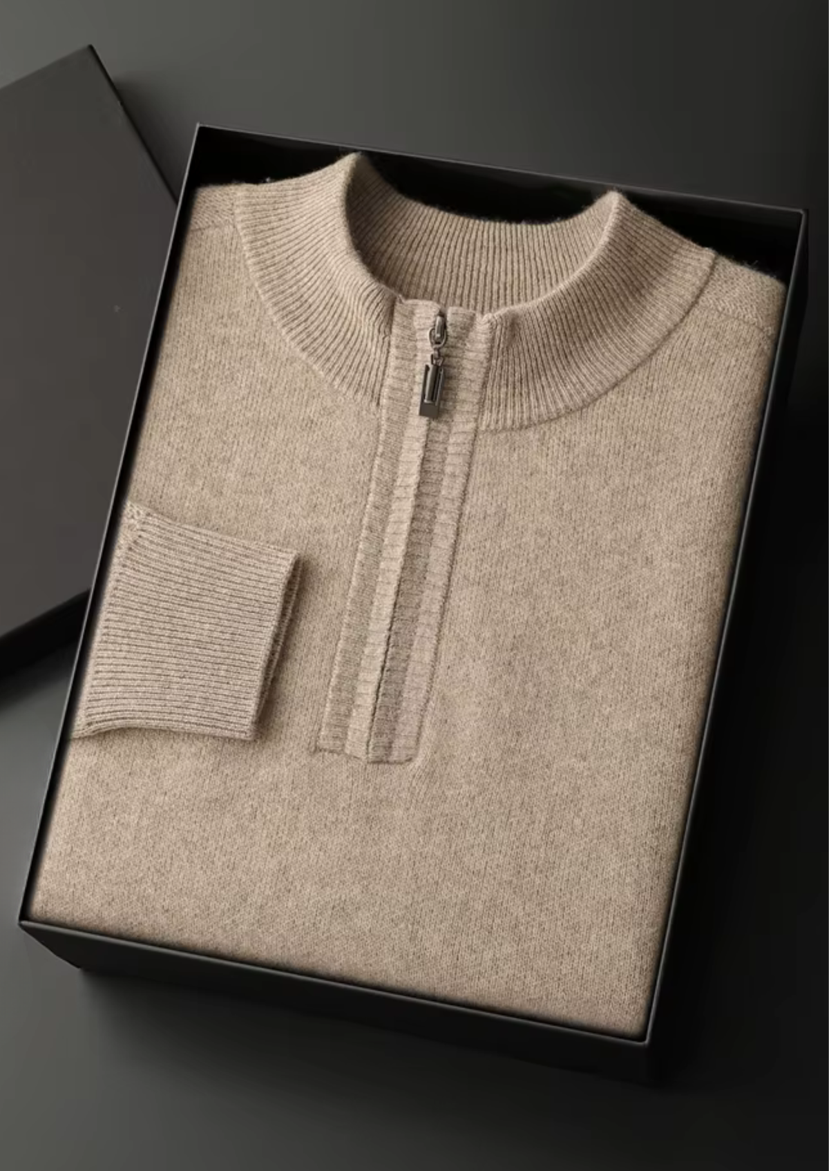 Premium Cashmere Essential Half-Zip Sweater | Portovelli