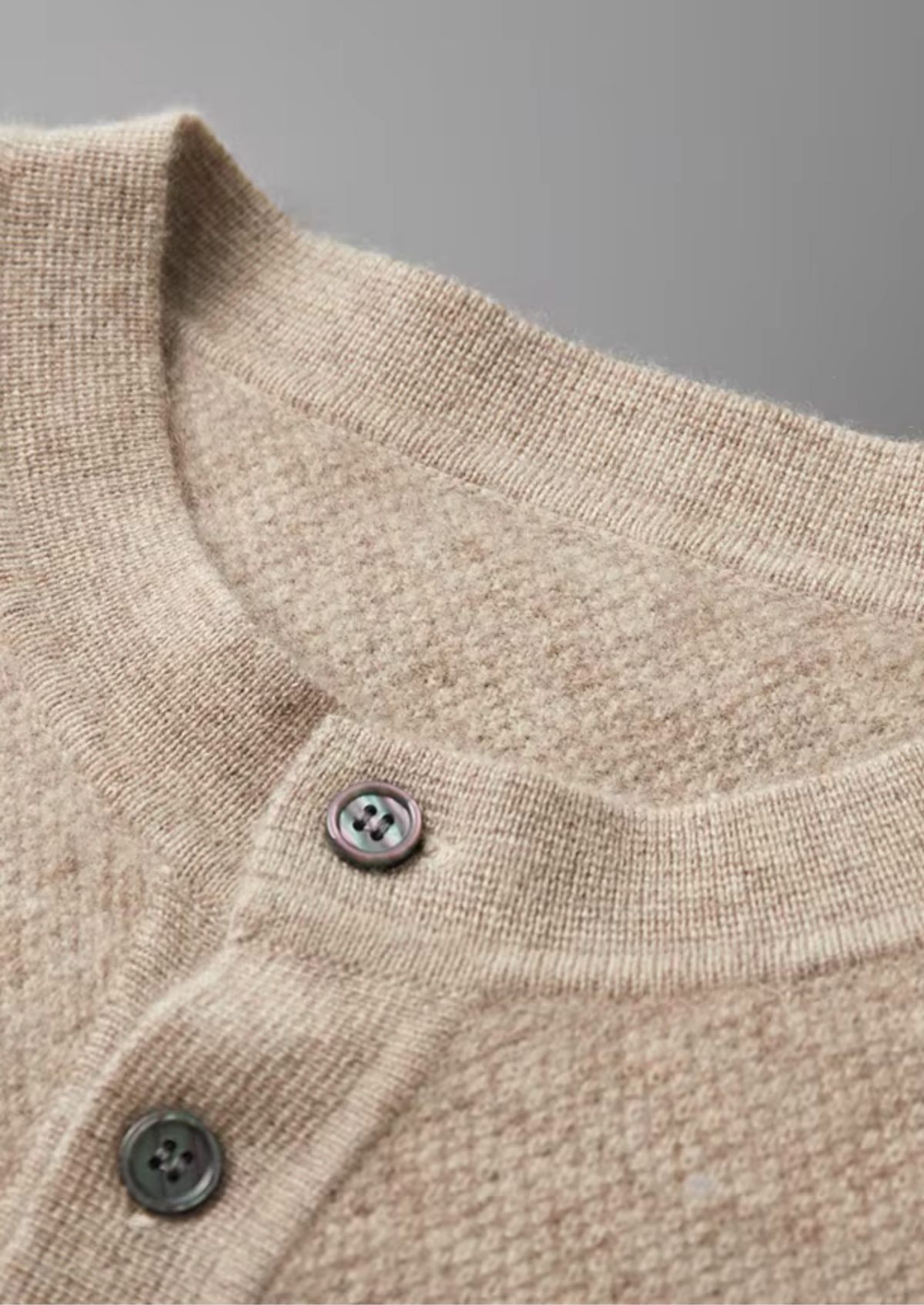 Premium Cashmere Classic Henley Sweater | Portovelli