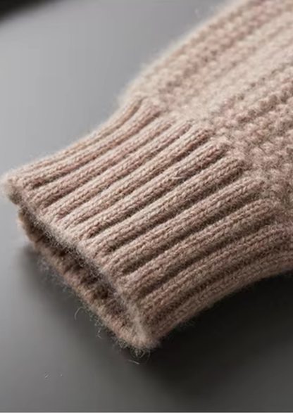 Pure Cashmere Beige Heavyweight Crewneck | Portovelli