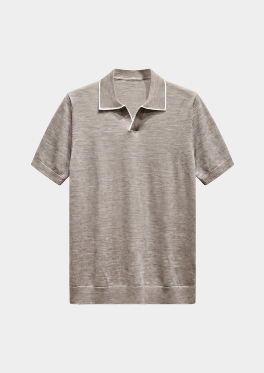 Ellis Beige Lightweight Polo Shirt | Portovelli