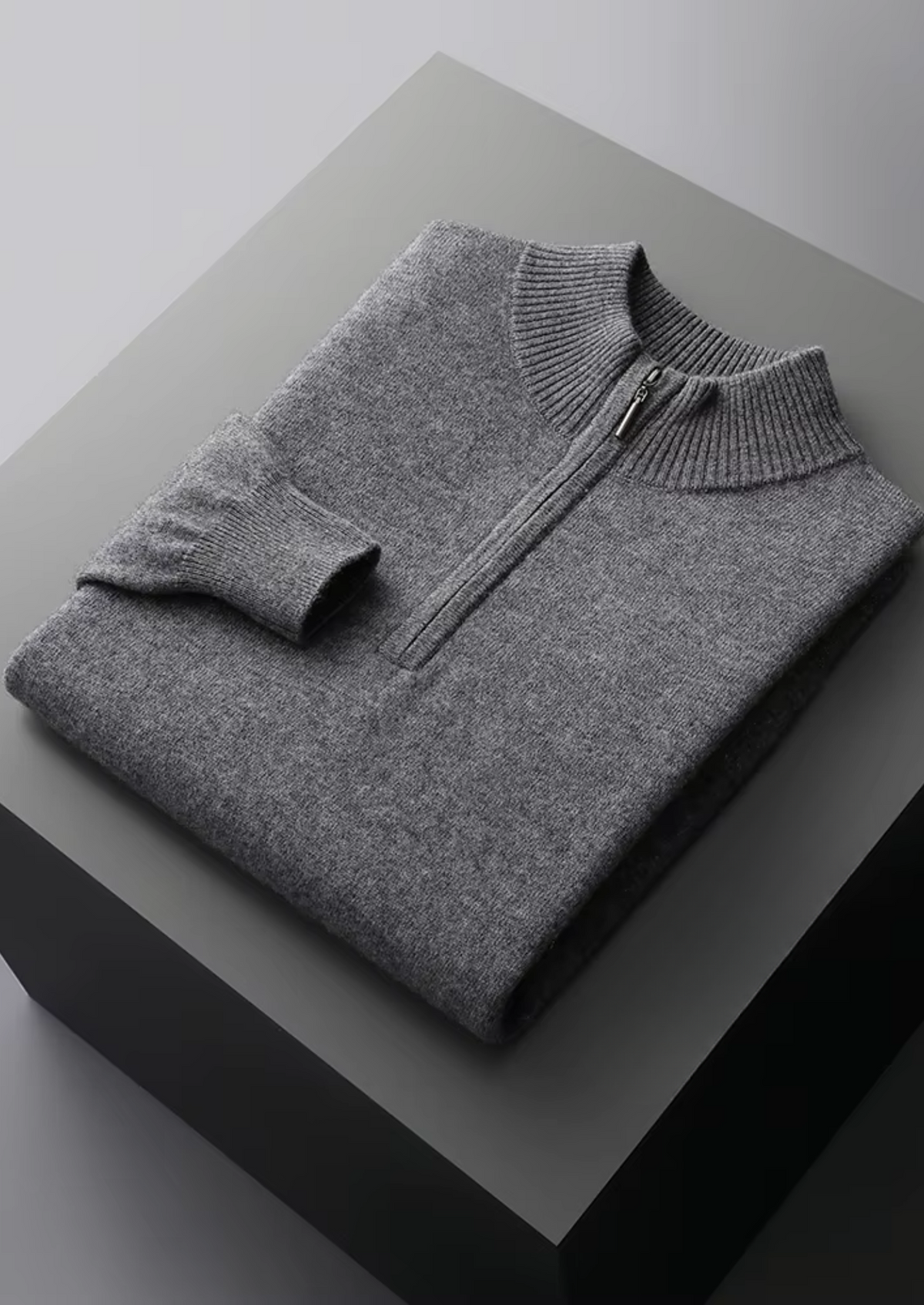 Pure Extra-Fine Merino Wool Half Zip Sweater | Portovelli