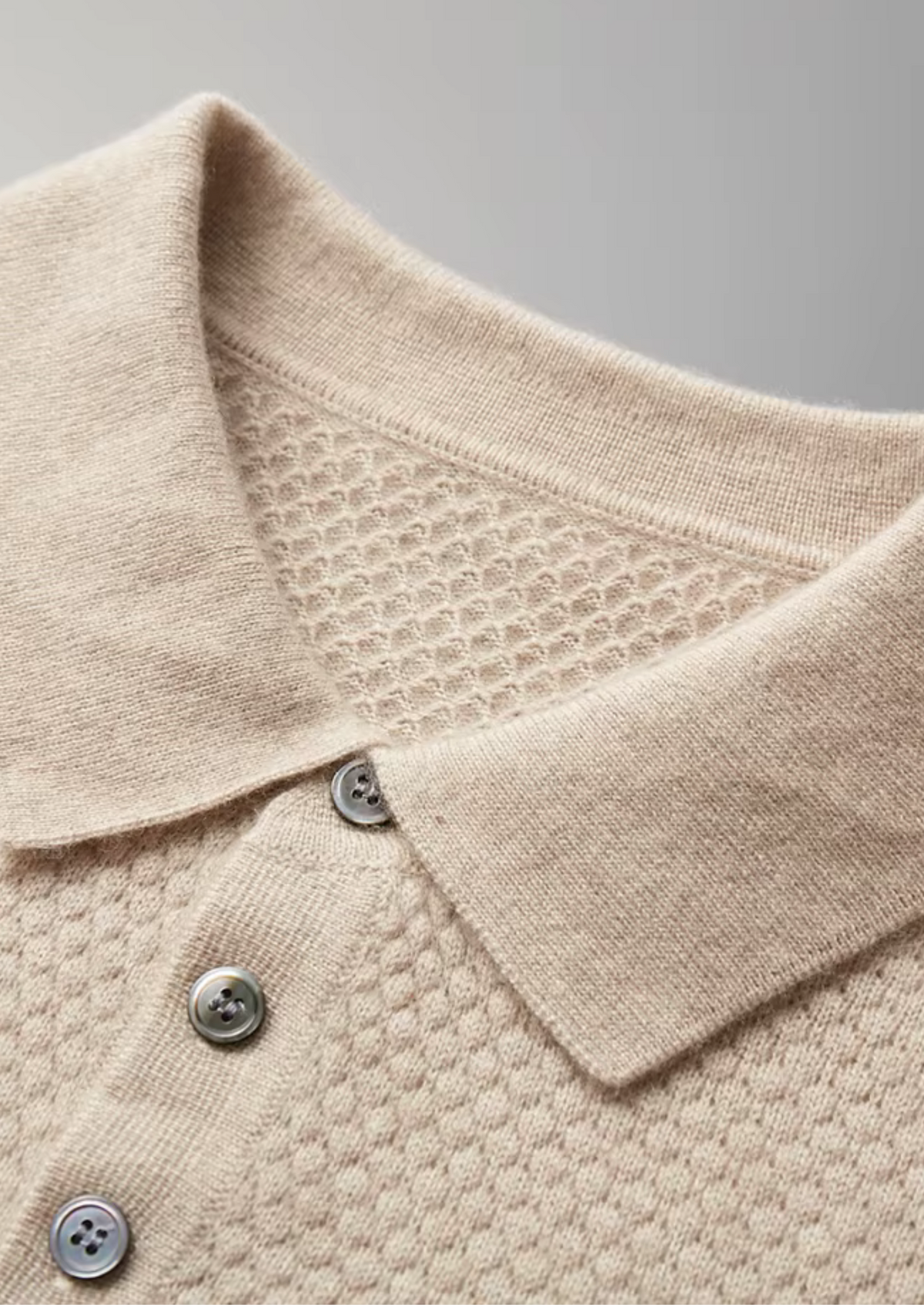 Premium Cashmere Textured Sweater Polo | Portovelli