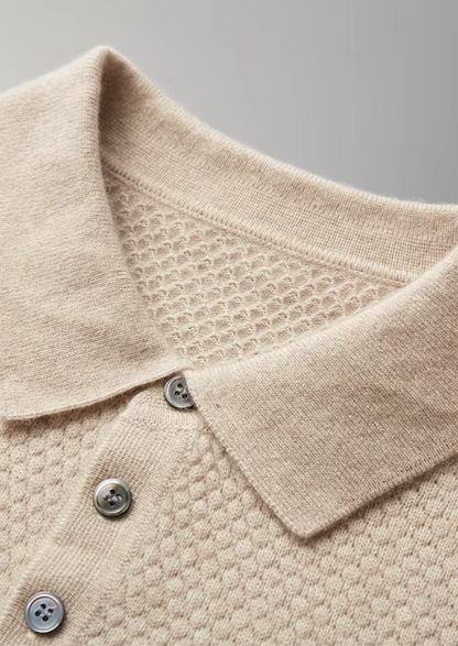 Premium Cashmere Textured Sweater Polo | Portovelli