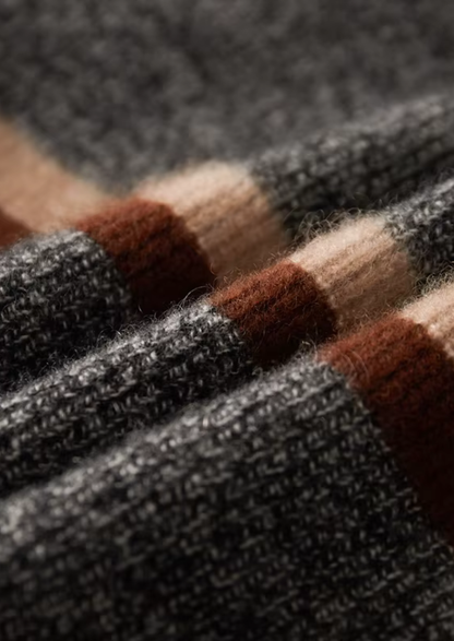 Pure Cashmere Striped Zip Cardigan | Portovelli