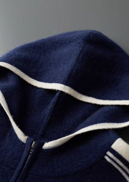 Pure Extra-Fine Merino Wool Navy Blue Damien Set | Portovelli