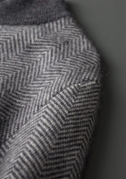 Pure Extra-Fine Merino Wool Gray Herringbone Set | Portovelli