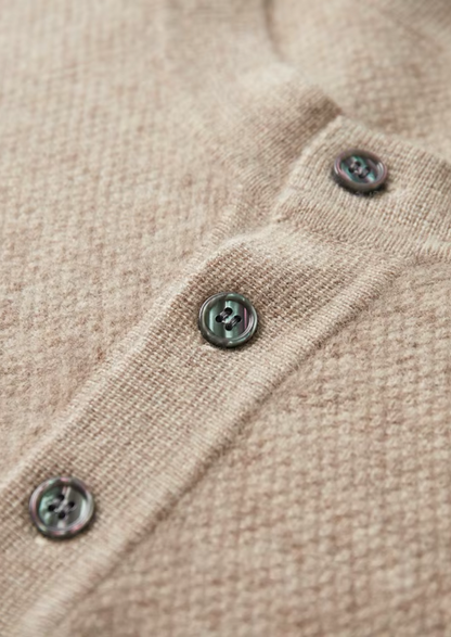 Premium Cashmere Classic Henley Sweater | Portovelli