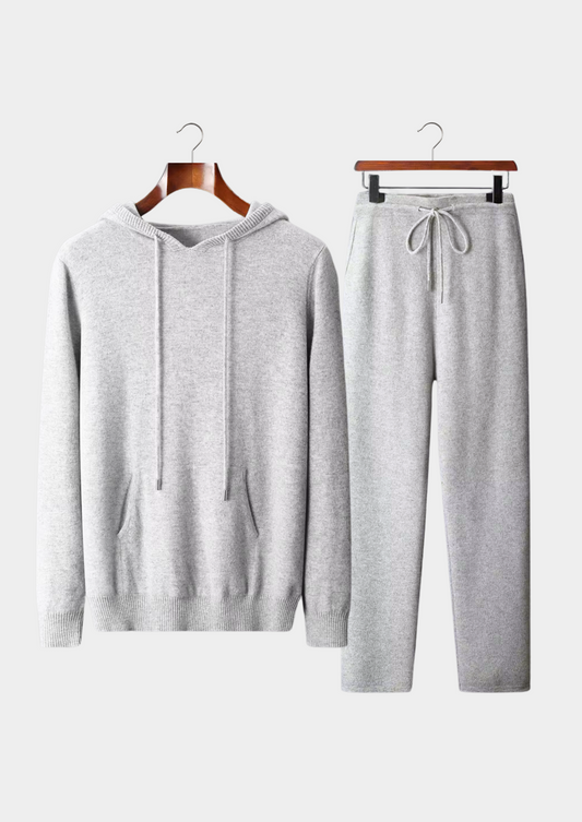 Pure Extra-Fine Merino Wool Light Gray Savro Set | Portovelli