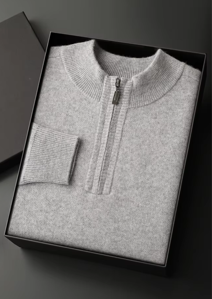 Premium Cashmere Essential Half-Zip Sweater | Portovelli
