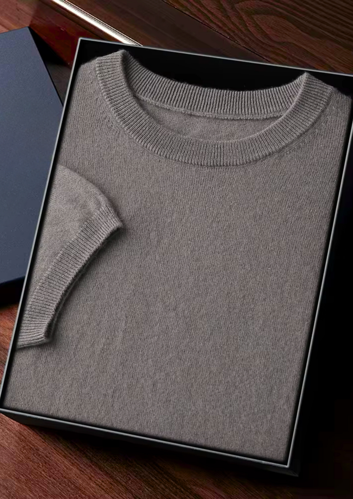 Premium Cashmere Classic Crewneck T-Shirt - Ashen Truffle | Portovelli