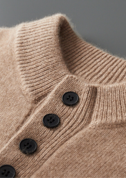 Pure Cashmere Beige Button Sweater | Portovelli
