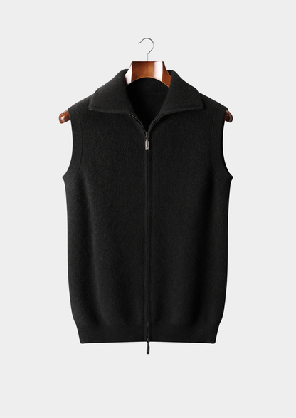 Pure Cashmere Black Body Warmer Vest | Portovelli