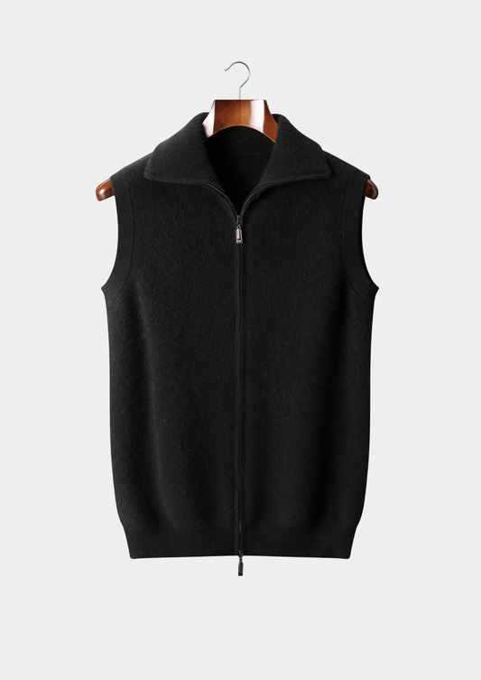 Pure Cashmere Black Body Warmer Vest | Portovelli