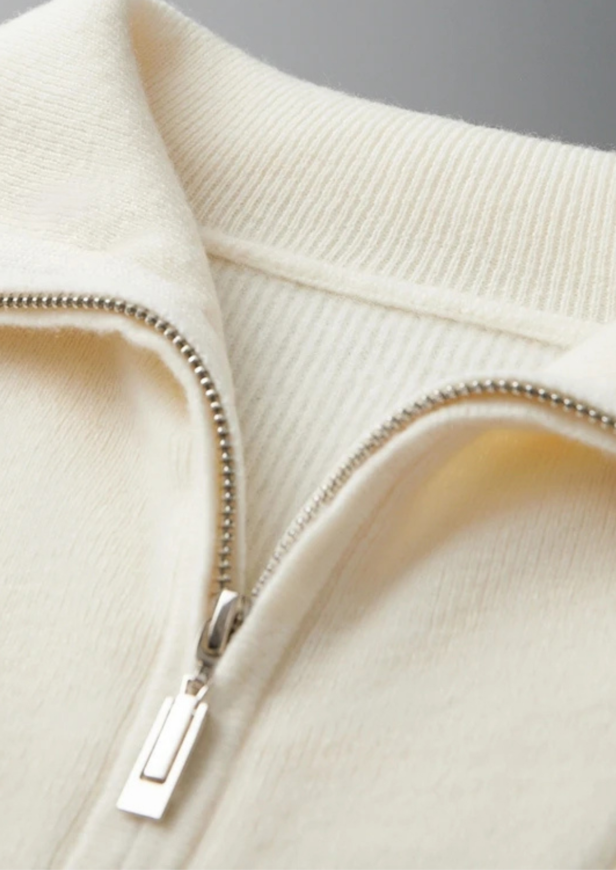 Premium Cashmere Ribbed Half-Zip Sweater | Portovelli