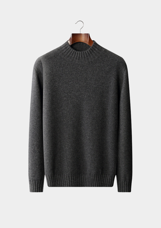 Pure Cashmere Dark Gray Mockneck Sweater | Portovelli