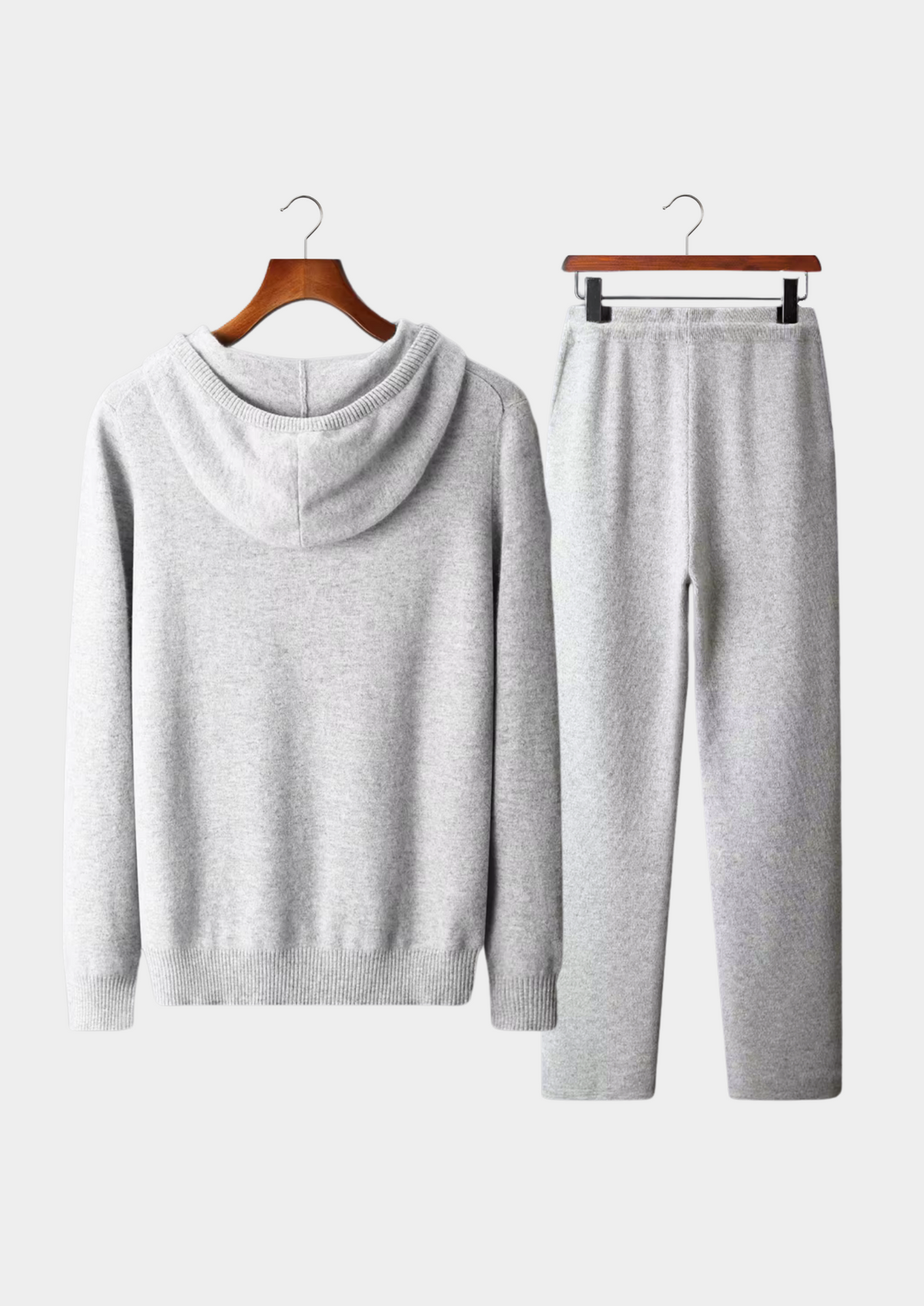 Pure Extra-Fine Merino Wool Light Gray Savro Set | Portovelli