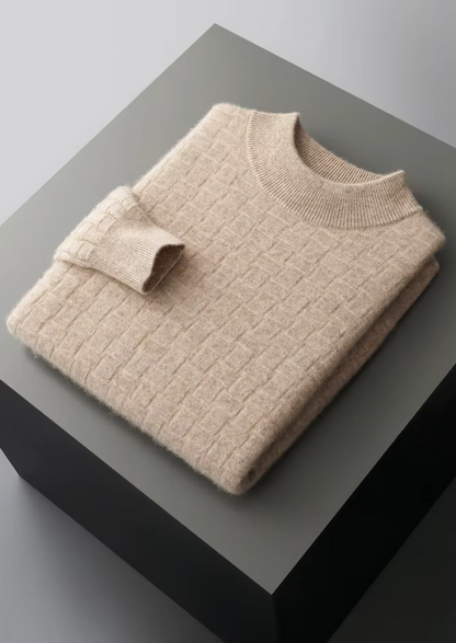 Pure Extra-Fine Merino Wool Textured Mockneck | Portovelli