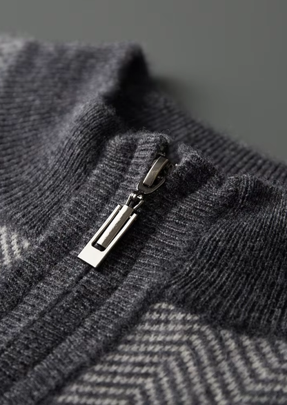 Pure Extra-Fine Merino Wool Gray Herringbone Set | Portovelli