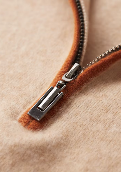 Premium Cashmere Two Tone Zipper Polo | Portovelli