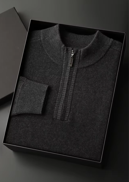 Premium Cashmere Essential Half-Zip Sweater | Portovelli