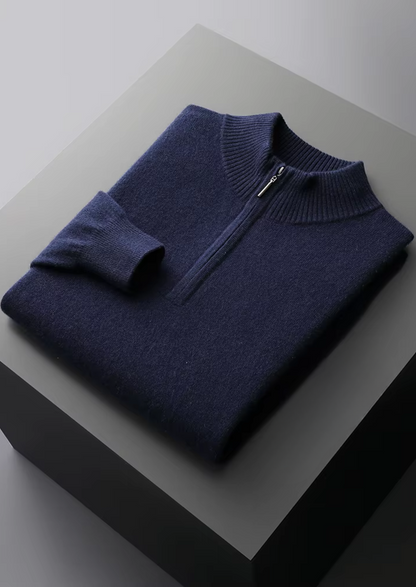 Pure Extra-Fine Merino Wool Half Zip Sweater | Portovelli