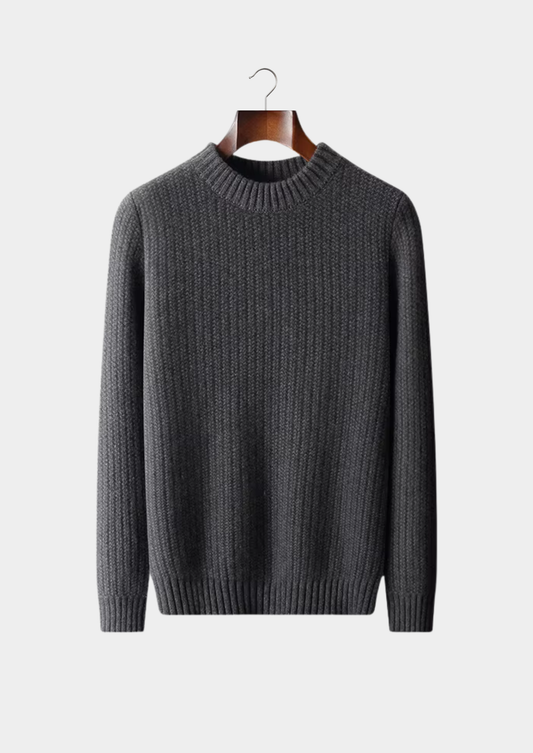 Pure Cashmere Dark Gray Heavyweight Crewneck | Portovelli