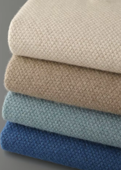 Premium Cashmere Textured Sweater Polo | Portovelli