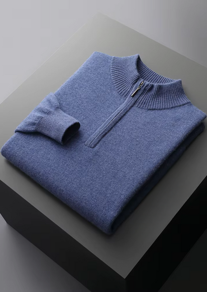 Pure Extra-Fine Merino Wool Half Zip Sweater | Portovelli