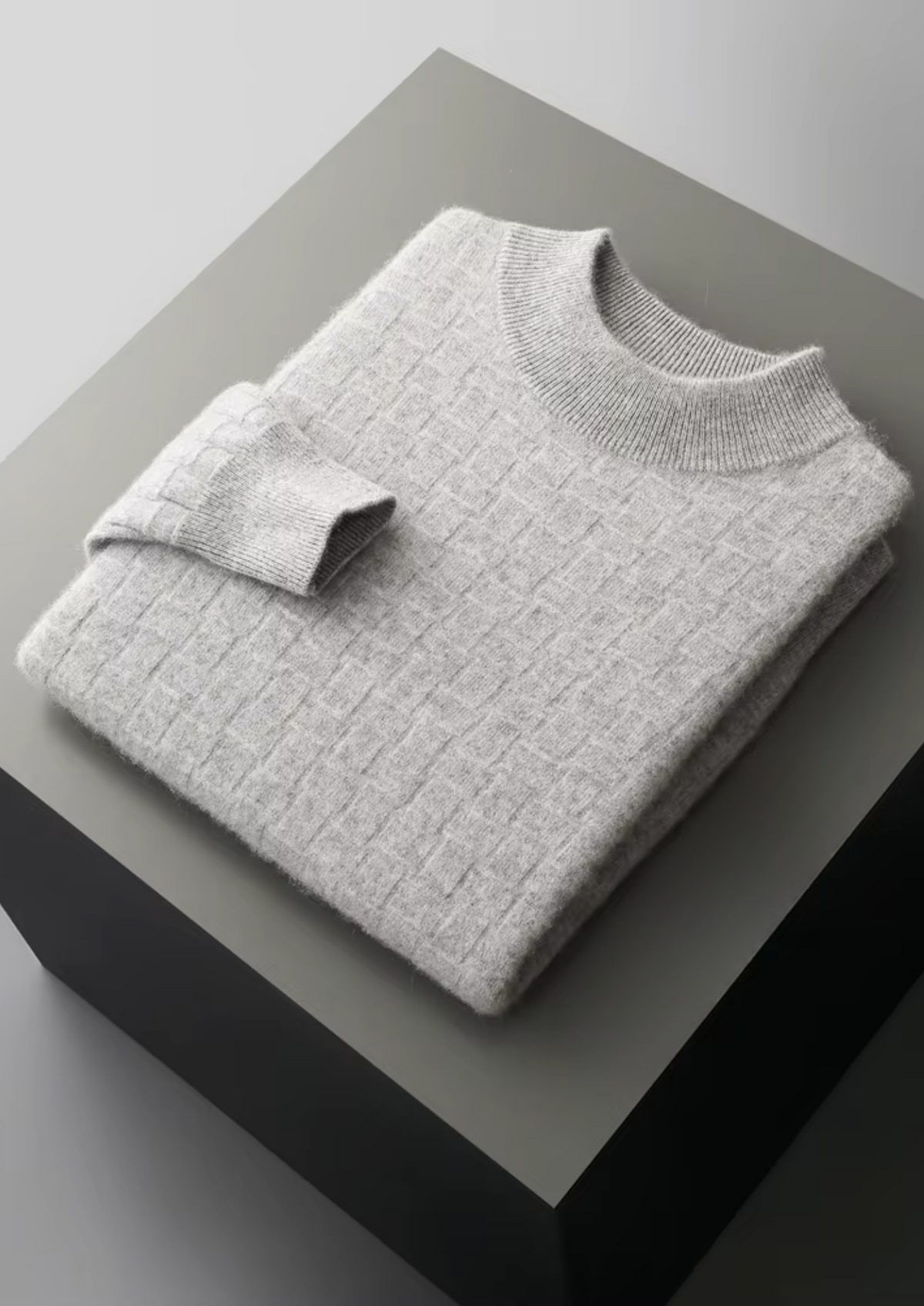 Pure Extra-Fine Merino Wool Textured Mockneck | Portovelli
