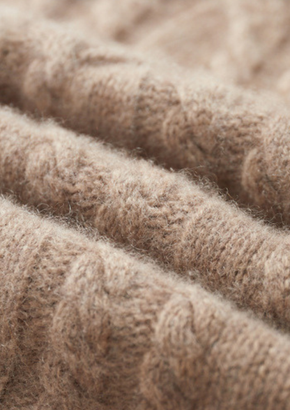 Pure Cashmere Beige Cable Half Zip Sweater | Portovelli