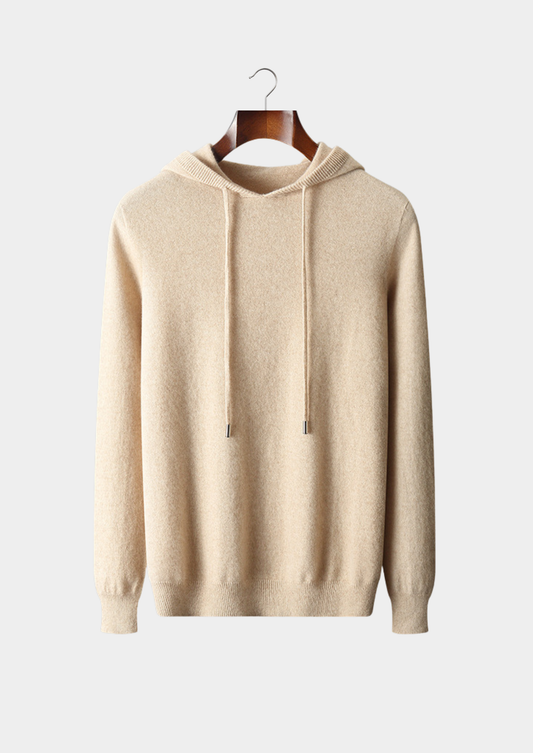 Pure Extra-Fine Merino Wool Sand Leisure Hoodie | Portovelli